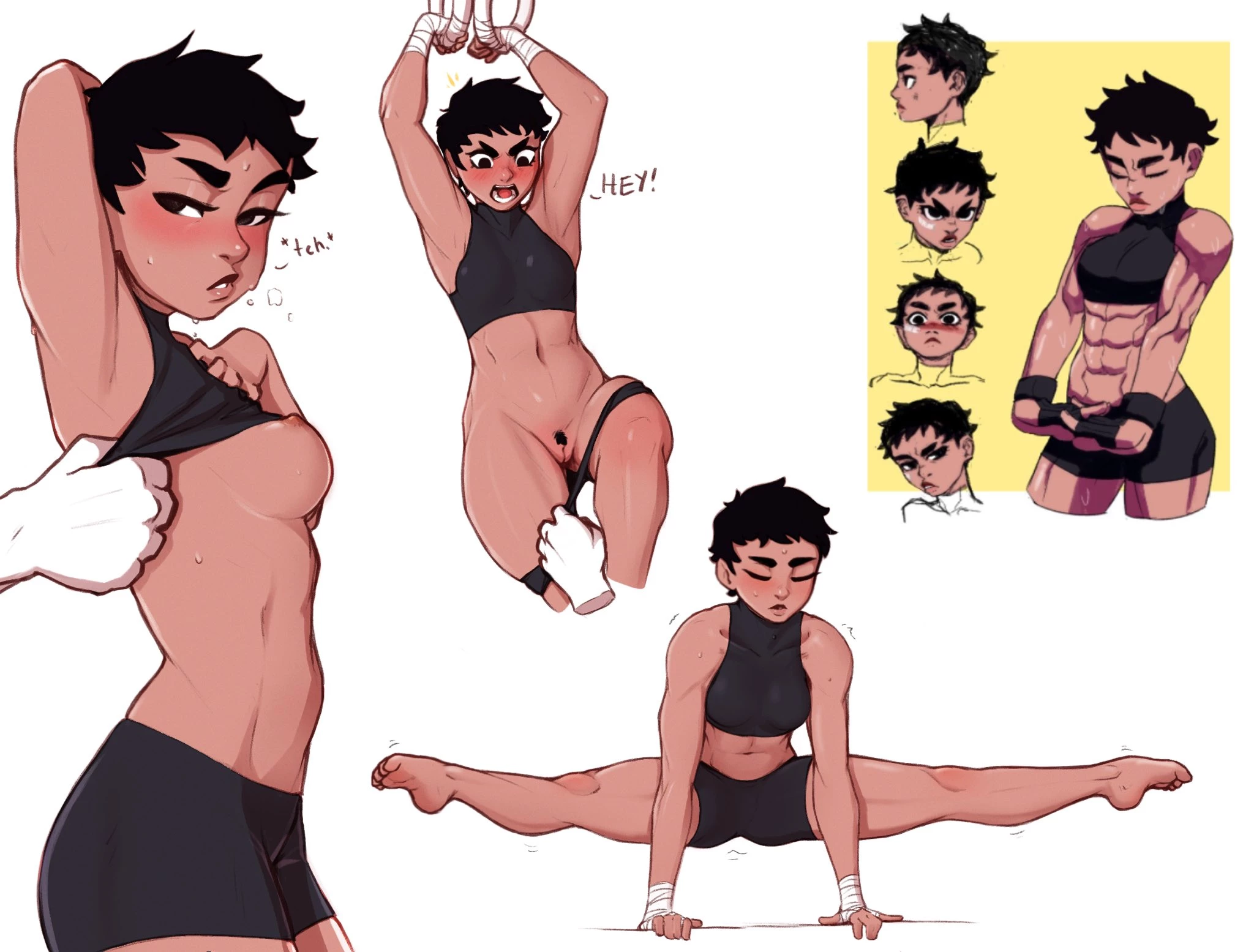Dark-Skinned Tomboy Seduces with Athletic Charm.
